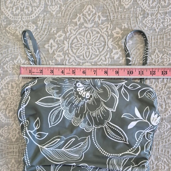 Cupshe Womens Olive Green Floral One Piece Swimsuit Ruched Slimming Size Small - Picture 5 of 7